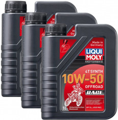 Set 3 Buc Ulei Motor Liqui Moly Motorbike 4T Synth 10W-50 Offroad Race 1L 3051 foto