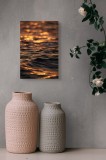 Tablou Canvas, "Apus &icirc;n unduirile mării aurii", Aur, Apus, Reflexie, Valuri, Ocean, Lumina, Calma, Stralucire, Apă, Calda, 26 x 39 cm, CMCLASS