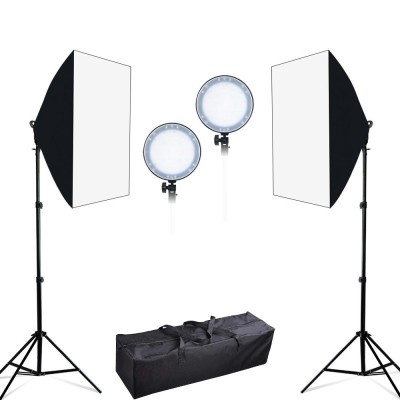 Kit de 2 softboxuri, cu 2 trepiezi reglabili 200 cm, 2 panouri LED Bi color, de 45W, temperatura culorii reglabila, geanta de transport inclusa foto