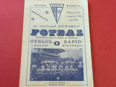 Program meci fotbal OTELUL GALATI - RAPID BUCURESTI (06.03.1988) foto