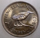 B.432 NOUA ZEELANDA NEW ZEALAND ELIZABETH II 6 SIX PENCE 1963 XF/AUNC