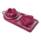 Feliator multifunctional flippy pentru oua, mozzarela, fructe, 2 forme de feliere, agatatoare, 20 cm, visiniu
