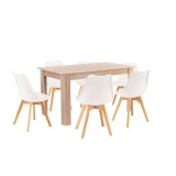 Cumpara ieftin Set de masă Zara 6+1 alb-stejar Sonoma