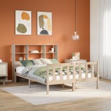 VidaXL Pat cu bibliotecă fără saltea, 120x200 cm, lemn masiv de pin
