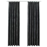 Cumpara ieftin Draperii opace cu carlige, 2 buc., antracit, 140x245cm, catifea