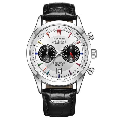 Ceas barbatesc de mana Lige Sport Casual Fashion Luxury Analog Quartz Piele naturala foto
