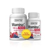 Pachet Vitamina C Premium cu rodie, 1000 mg, 90 cps, Zenyth