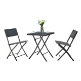Cumpara ieftin Set masa 2 scaune gradina rattan negru Faruk 57x57x71 cm, 45x58x82 cm