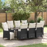 Cumpara ieftin Set de masă pentru grădină cu pernă 9 pcs Negru Rattan poli