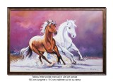 Tablou pictat manual inramat, Cai in galop, libertare - 160x110cm ulei pe panza, tablou la comanda