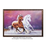 Tablou pictat manual inramat, Cai in galop, libertare - 160x110cm ulei pe panza, tablou la comanda