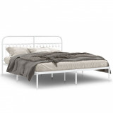 VidaXL Cadru de pat metalic cu tăblie, alb, 183x213 cm