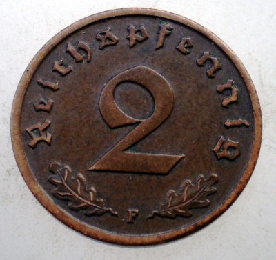 2.612 GERMANIA 2 REICHSPFENNIG 1937 F foto