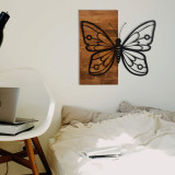 Decoratiune de perete, Butterfly3 Metal Decor, lemn/metal, 59 x 58 cm, negru/maro, Enzo