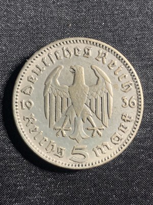 Moneda argint 5 reischsmarci 1936G foto