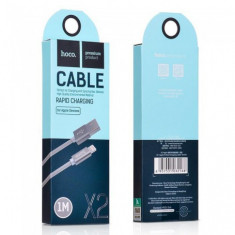 Hoco Knitted X2 Cablu de date USB 2.0 la Lightning pentru Apple iPhone Culoare Gri, Lungime 1 Metru foto