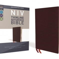 NIV, Thinline Reference Bible, Bonded Leather, Burgundy, Red Letter Edition, Comfort Print