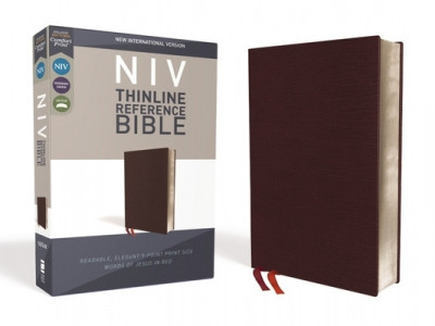 NIV, Thinline Reference Bible, Bonded Leather, Burgundy, Red Letter Edition, Comfort Print foto