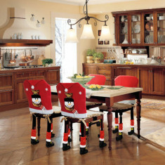 Set decor scaun Crăciun - Om de zăpadă - 50 x 60 cm - roșu/alb