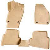 Set de 5 covorase bej cauciuc 3D stil tavita premium pentru Skoda Fabia 3,III din 2014
