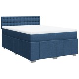 Cumpara ieftin Pat continental cu saltea, albastru, 160x200cm, material textil