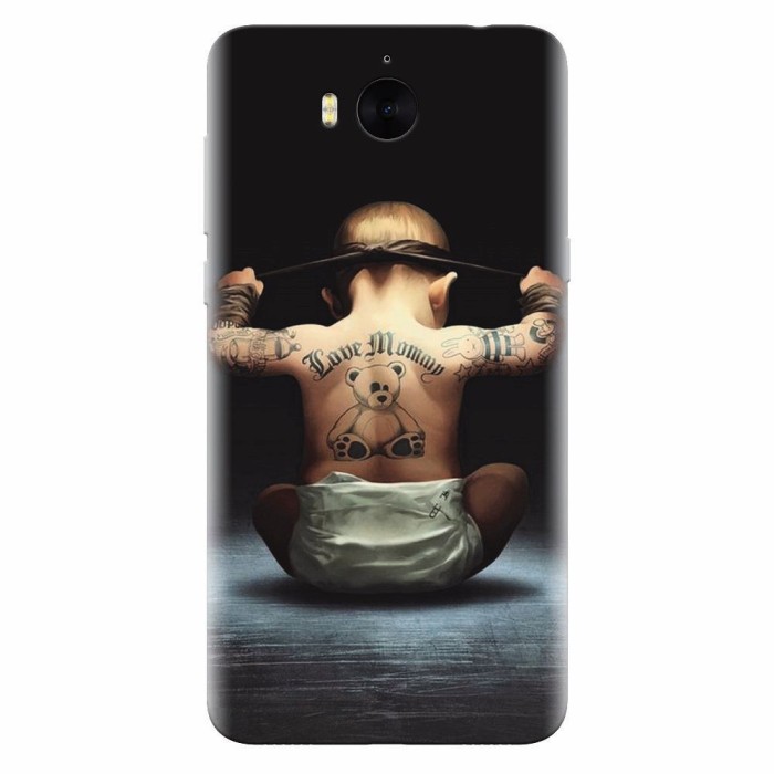 Husa silicon pentru Huawei Y5 2017, Body Builder Cute Baby Tattoo