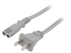 Cablu Alimentare 5m Gri 2x18AWG IEC C7 la NEMA 1-15 7A