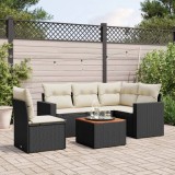 Gossi set mobilier de gradina cu perne, 6 piese, negru, poliratan