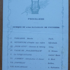 Programul Fanfarei Militare a Batalionului de Pionieri Bucuresti , 1896