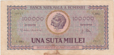 ROMANIA 100000 LEI IANUARIE 1947 F foto