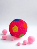 Minge din cauciuc cu tepi, sunet si lumina, model fotbal, 6 cm