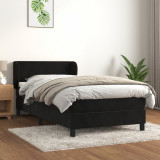 Pat box spring cu saltea, negru, 100x200 cm, catifea GartenMobel Dekor, vidaXL