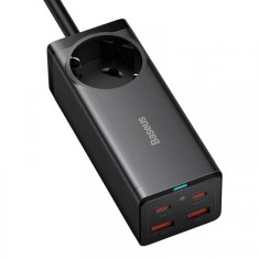 Prelungitor Baseus GaN3 Pro PowerStrip, 100W, 5A,2 x USB-A - 2 x USB-C - 1 x Schuko, Negru PSZM000401
