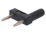 Conector Banana ST&Auml;UBLI 2mm Nichelat Negru Stivuibil, 10A, 30V AC/60V DC, Alama, 12mm Distanta