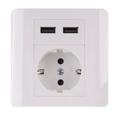 Priza ST cu alimentare 5V-2.1A 2xUSB, alb foto