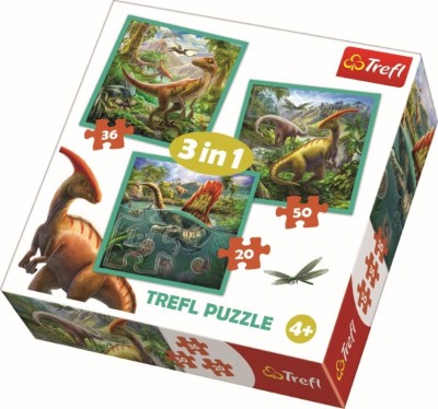 PUZZLE TREFL 3IN1 LUMEA EXTRAORDINARA A DINOZAURILOR SuperHeroes ToysZone foto