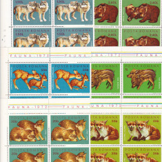 ROMANIA 1972 LP 785 FAUNA PUI DE ANIMALE BLOCURI DE 4 TIMBRE MNH