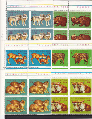 ROMANIA 1972 LP 785 FAUNA PUI DE ANIMALE BLOCURI DE 4 TIMBRE MNH foto