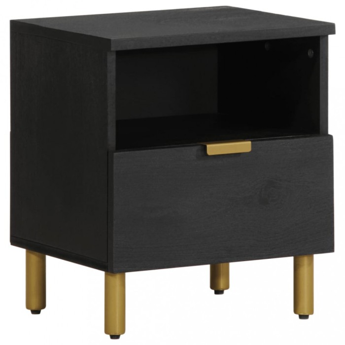 Gossi noptiera, negru, 40x33x46 cm, lemn prelucrat