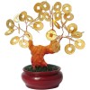 Copacul Banilor Auriu 12cm cu Monede Chinezești, Talisman Feng Shui pentru Bogăție, Obiect Decorativ Chinezesc