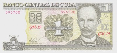 Bancnota Cuba 1 Peso 2016 - P121 UNC foto