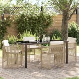 vidaXL Set de masă pentru grădină 5 pcs Bej Rattan poli
