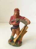 * Figurina vintage Italia, barbati taran cu coasa, 9cm, colectie, papier-mache