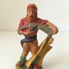 * Figurina vintage Italia, barbati taran cu coasa, 9cm, colectie, papier-mache