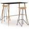 vidaXL Set de bar, 3 piese, negru 3057839