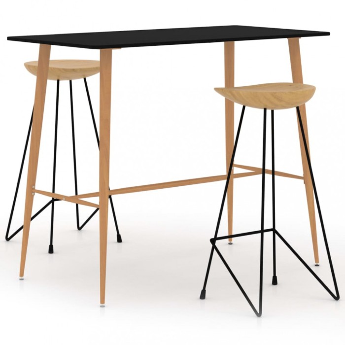 vidaXL Set de bar, 3 piese, negru 3057839