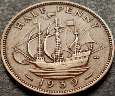 Moneda istorica HALF PENNY - Marea Britanie/ ANGLIA, anul 1939 * cod 5241 foto