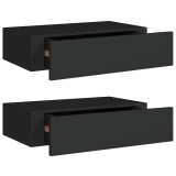 Cumpara ieftin Dulap de perete cu sertare, 2 buc., negru, 40x23,5x10 cm, MDF