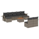 Cumpara ieftin Set mobilier de gradina cu perne, 10 piese, gri, poliratan