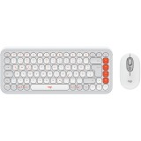 Kit tastatura + mouse Logitech Pop Icon Combo, Wireless, Off White/Orange
